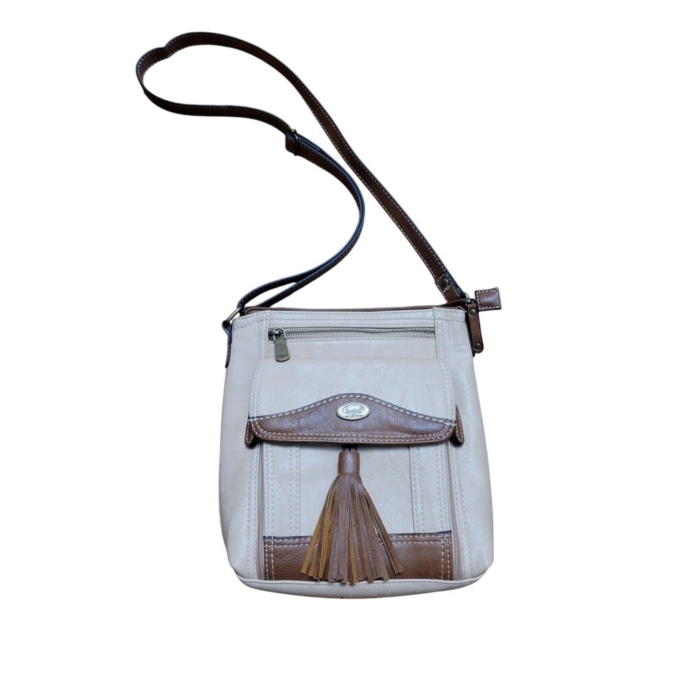 EUC b.o.c. Light Tan Brown Crossbody Bag With Tassel